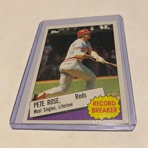 Pete Rose 1985 Topps Baseball Card Record Breaker #6 Cincinnati Reds Vintage